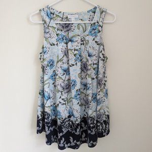 Charter Club Blue Floral Tank Top Medium